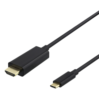 USB-C - HDMI cable DELTACO 4K UHD, gold plated, 2m, black / USBC-HDMI1020-K / 00140021