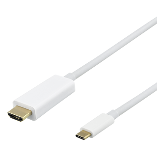USB-C - HDMI cable DELTACO 4K UHD, gold plated, 2m, white / USBC-HDMI1021-K / 00140022