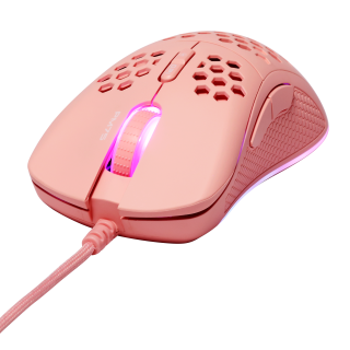 Ultralight Gaming Mouse DELTACO GAMING PM75 6400 DPI, RGB, Rubber coated side grips, pink / GAM-108-P