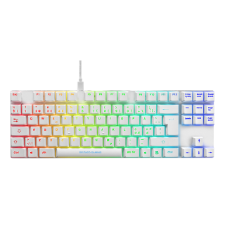 Low profile mechanical RGB keyboard DELTACO GAMING UK Layout, Outemu Red switches, white/RGB / GAM-111-W-UK