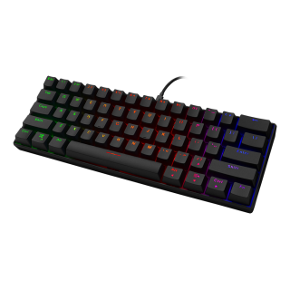 Mini mechanical keyboard DELTACO GAMING 60% US Layout, RGB, red switches, black / GAM-075-US