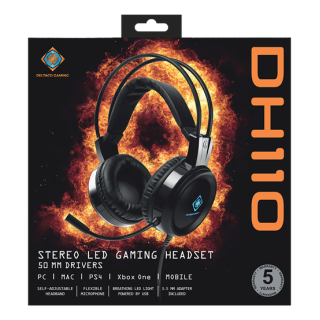 Headset DELTACO GAMING LED, works with Xbox and Playstation, black/ GAM-105