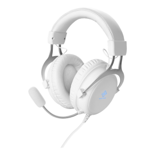 Headset DELTACO GAMING WHITE LINE 57mm element, aluminum frame, LED, white / GAM-030-W