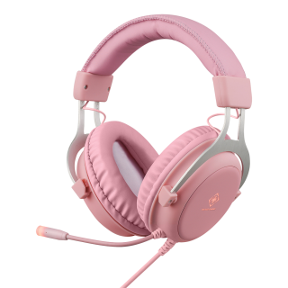 Stereo headset DELTACO GAMING PH85, 57mm element, LED, pink / GAM-030-P