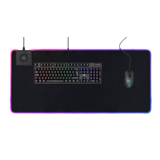 RGB mouse pad DELTACO GAMING extra wide, wireless charging, 900x400, black / GAM-092