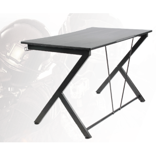 Gaming table DELTACO GAMING metal legs, PVC treated surface, built-in hanger for headset, black / GAM-055