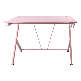 Gaming table DELTACO GAMING PINK LINE PT85, metal legs, PVC treated surface, built-in headset hanger, pink / GAM-055-P