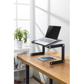 Laptop desk DELTACO OFFICE portable & height adjustable, with tiltable desktop, black / DELO-0305