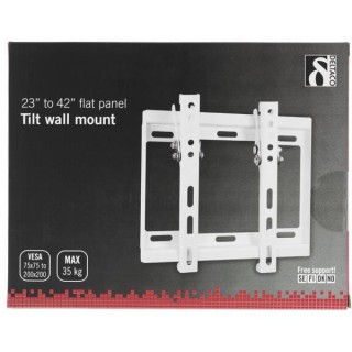 DELTACO wall mount for TV / screen, 23 "-42", max 35 kg , VESA 75x75 to 200x200mm, tiltable 14 &deg;, white  / ARM-520