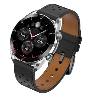 Garett V10 Smartwatch, Silver-black leather