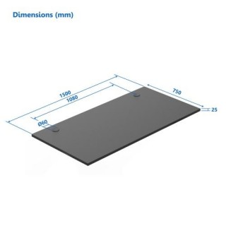 Laminated particle board Table top Up Up, black 1500x750x25mm
