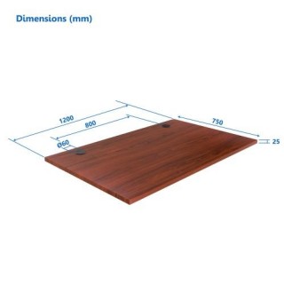 Laminated particle board Table top Up Up, dark walnut 1200x750x25mm