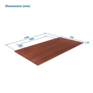 Laminated particle board Table top Up Up, dark walnut 1500x750x25mm