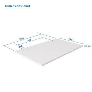 Laminated particle board Table top Up Up, white 1200x750x25mm