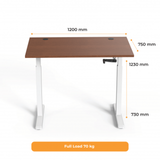 Adjustable Height Table Up Up Ragnar White, Table top M Dark Walnut