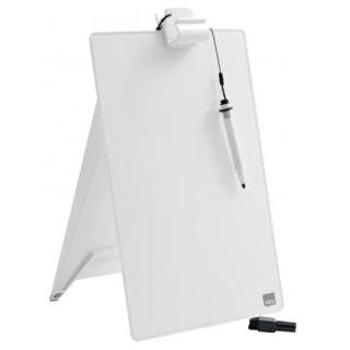 Glass Desktop Whiteboard Easel Nobo Brilliant White 22x30cm