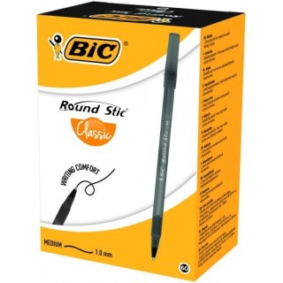 BIC Ballpoint pens ROUND STIC 1.0 mm, black, Box 60 pcs.256385