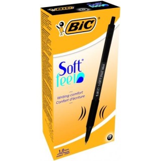 BIC Ballpoint pens SOFTFEEL CLIC 1.0 mm, black, Box 12 pcs. 914360