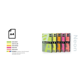Color Neon paper Double A, 75g, A4, 100 sheets, Rainbow 4, 5 Neon Colors
