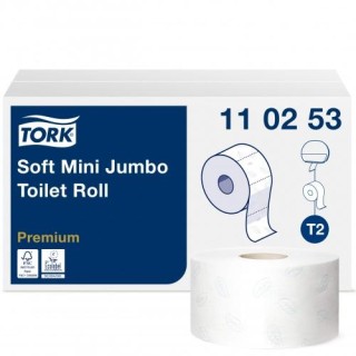 Toilet paper Tork PREMIUM MINI JUMBO T2 110253, 2 sl., 9.7 cm x 170 m, white, 12 psc.