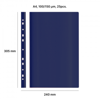 AD Class Perforated A4 Report File 100/150 dark blue 25pcs./pack.