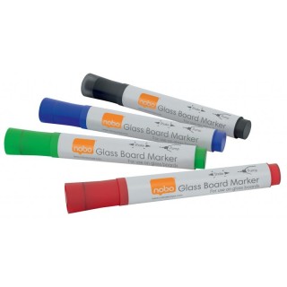 Whiteboard Marker Glass Nobo (4 pcs) Asorted: Black, Blue, Green, Red