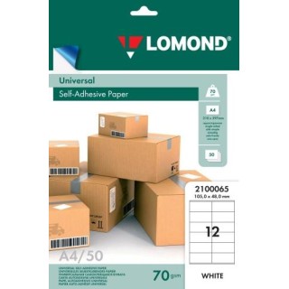Lomond Self-Adhesive Paper Universal Labels, 12/105x48, A4, 50 sheets, White