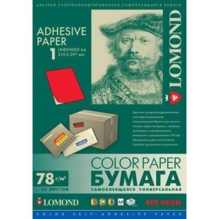 Lomond Self-Adhesive Paper Universal Labels, 1/210x297, A4, 50 sheets, Red neon