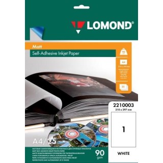 Lomond Self Adhesive Inkjet Photo Paper Matte A4, 25 sheets