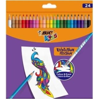 BIC Kids Evolution Illusion erasable pencil crayons 24 colours