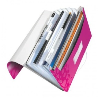 Filing folder with eraser Leitz WOW, A4, plastic, pink, 6 compartments 0816-102