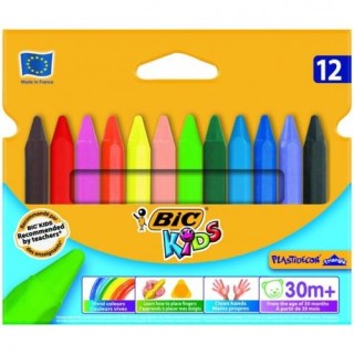 BIC Wax Crayons Plastidecor Triangle 12 colours 000789