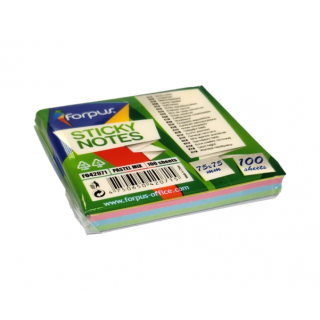 Sticky Notes Forpus, 75x75mm, Mix of 4 pastel colours (1x100)