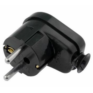 Plug Schuko, earthed, cable black angled 230V 16A