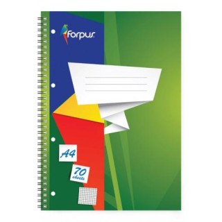 Exercise book with spiral  Forpus, A4/70, Squared, soft cover  0722-003