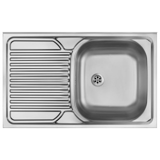 1-bowl steel sink with drainer on the left side - overlay