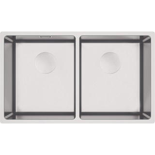 2-bowl wall-hung steel sink