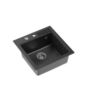 QUADRON PETER 110 granite sink Steingran black with manual siphon and screw cap
