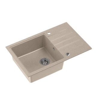 QUADRON PETER 111 granite sink Steingran beige with manual siphon and screw cap