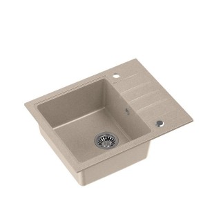QUADRON PETER 116 Steingran beige granite sink with manual siphon and screw cap