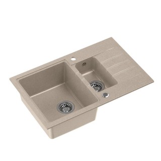 QUADRON PETER 156 Steingran beige granite sink with manual siphon and screw cap