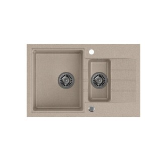 QUADRON PETER 156 Steingran beige granite sink with manual siphon and screw cap