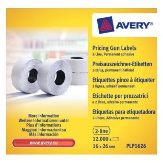 Avery PLP1626 self-adhesive label Price tag Permanent White 12000 pc(s)