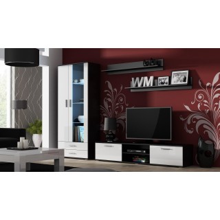 SOHO 8 set (TV180 cabinet + S6 + shelves) Black / White gloss
