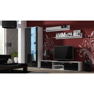 SOHO 8 set (TV180 cabinet + S6 + shelves) White / Black gloss