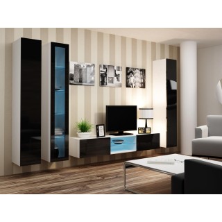 Cama Living room cabinet set VIGO 17 white/black gloss