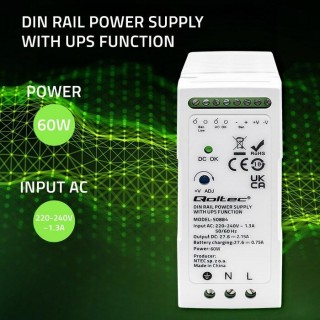 Qoltec 50884 DIN Rail Power Supply with UPS function | 60W