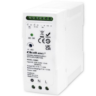 Qoltec 50885 Stable DIN Rail Power Supply with UPS function | 40W