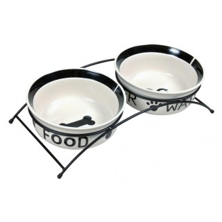 TRIXIE 24641 A set of ceramic bowls on a stand 0.6 l