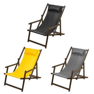 Sun lounger with armrest and cushion GreenBlue Premium GB283 black